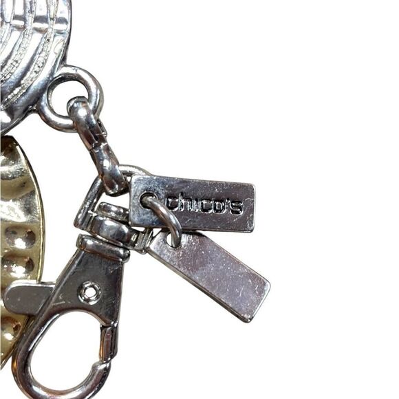 90s Vintage Chicos Two Toned Silver and Gold Women's Chain Belt Medium - Picture 4 of 6